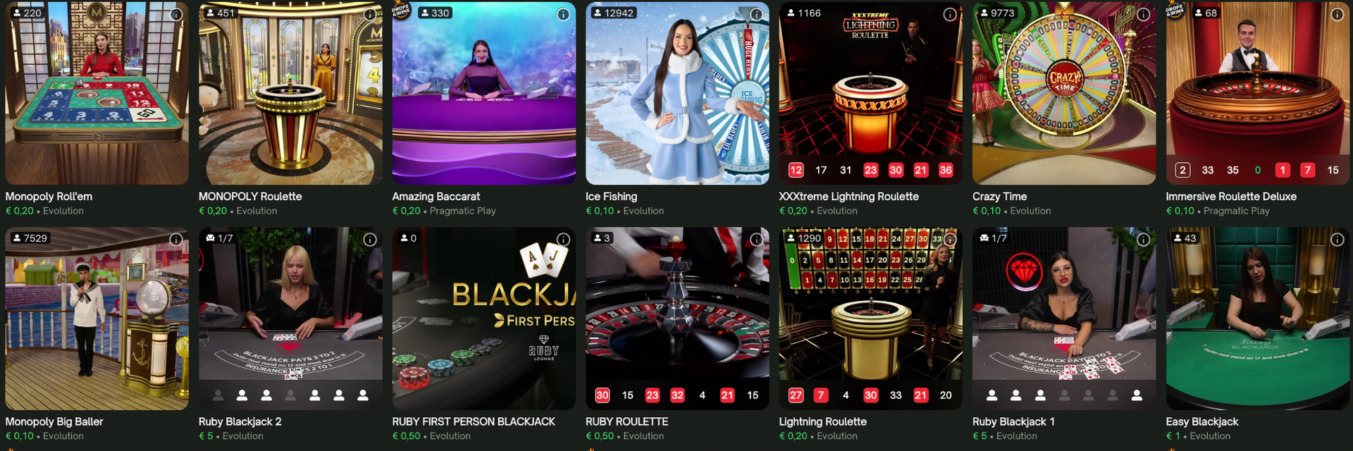 ComeOn live casino