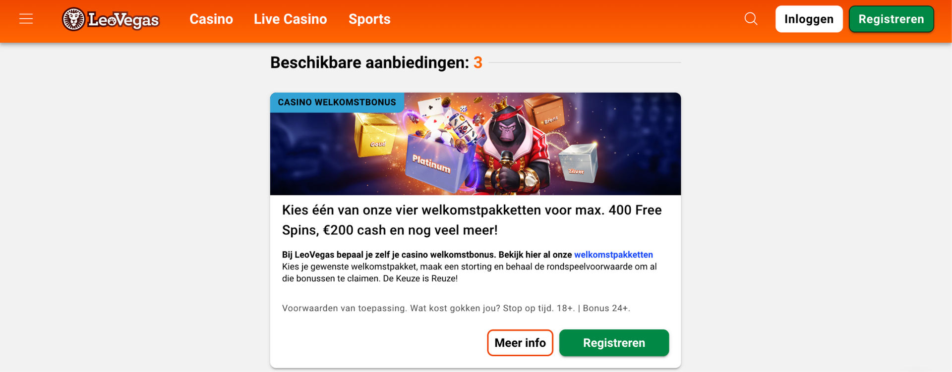 LeoVegas welkomstbonus