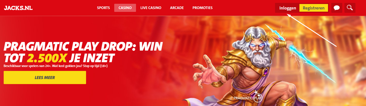Jack's Casino inlogknop