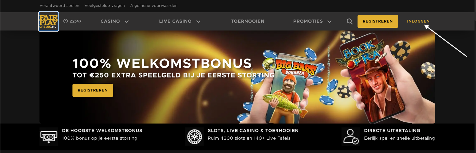 Fair Play Casino inlogknop