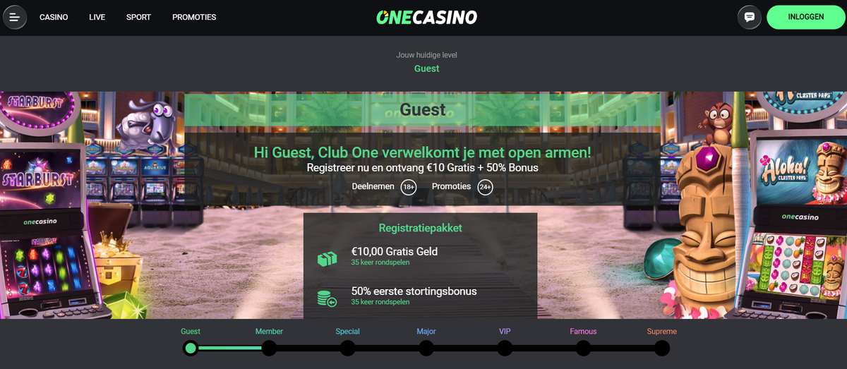 One Casino loyaliteitsprogramma Club One Casino
