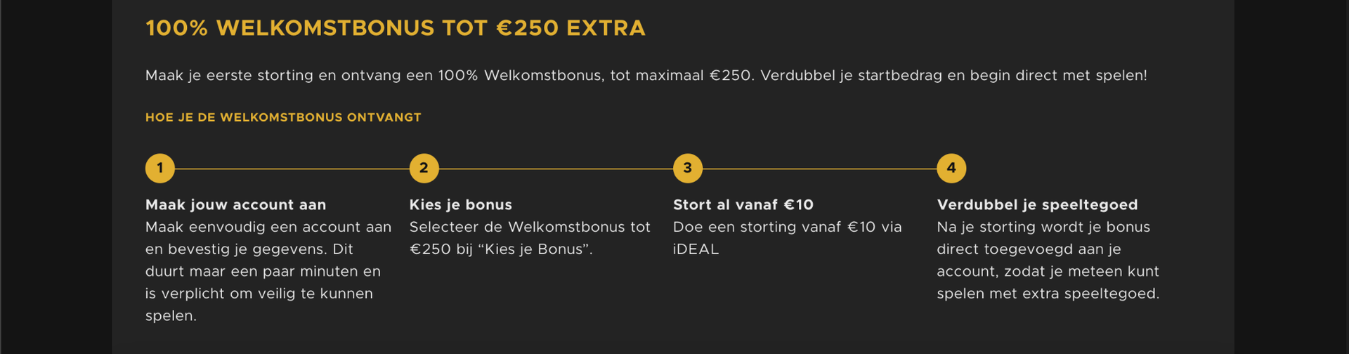 Fair Play Casino bonus activeren in vier stappen Fair Play Casino bonus