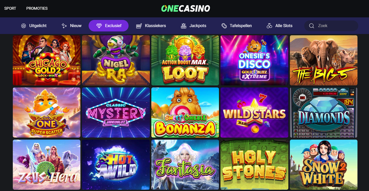 One Casino exclusieve slots