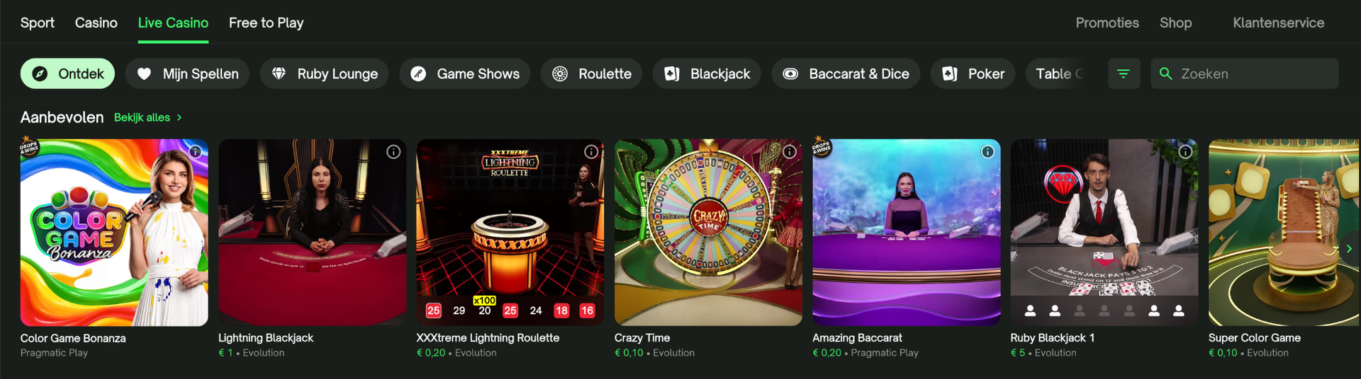Live online casino Live casino
