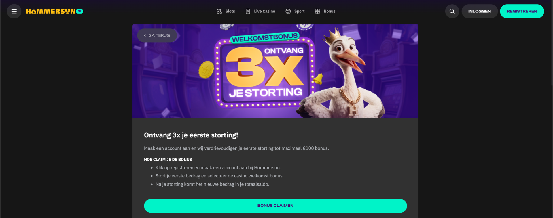 Hommerson welkomstbonus
