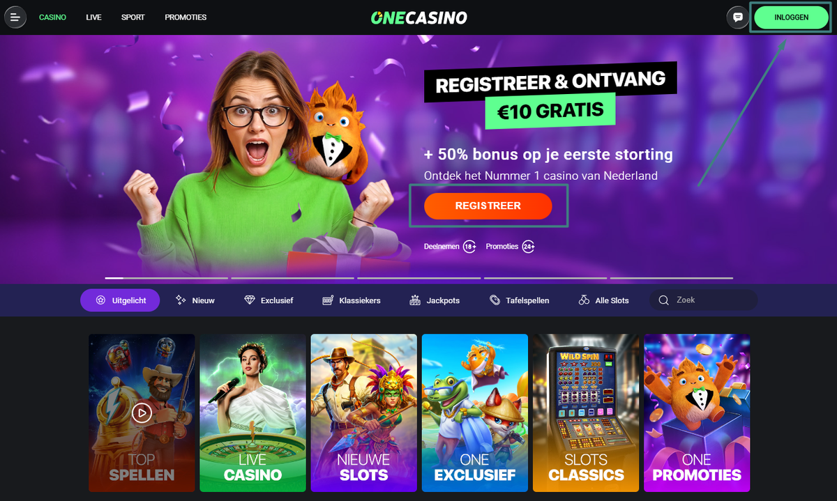 One Casino registreren