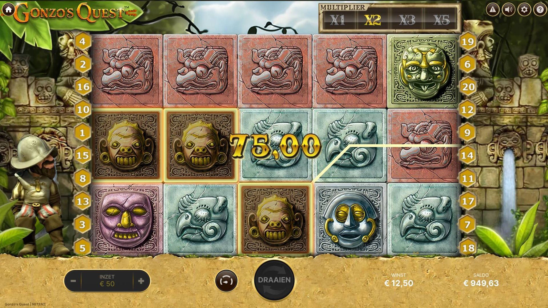 Gonzo's Quest gokkast inzet